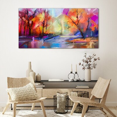 Colorful autumn landscape Wall art on glass
