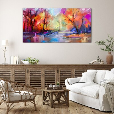 Colorful autumn landscape Wall art on glass