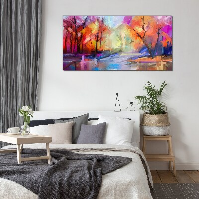 Colorful autumn landscape Wall art on glass