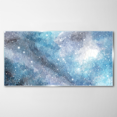 Cosmic nebula in shades of blue Glass art print