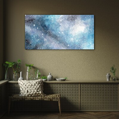 Cosmic nebula in shades of blue Glass art print