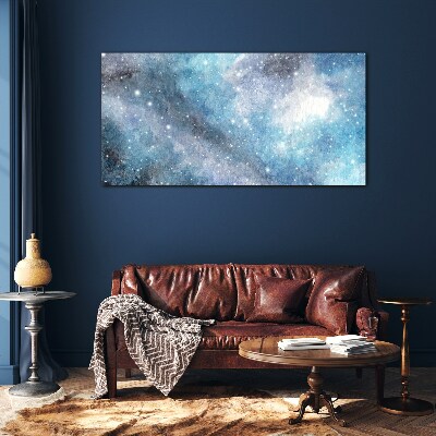 Cosmic nebula in shades of blue Glass art print