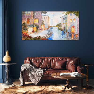 The charming canals in the city Wall art on glass