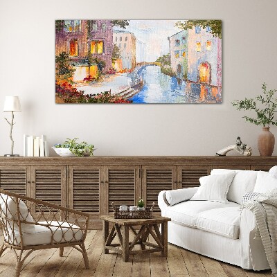 The charming canals in the city Wall art on glass