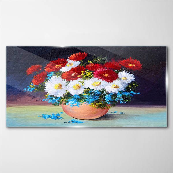 Flower bouquet in a vase Glass art print