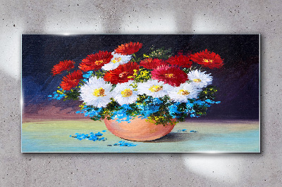 Flower bouquet in a vase Glass art print