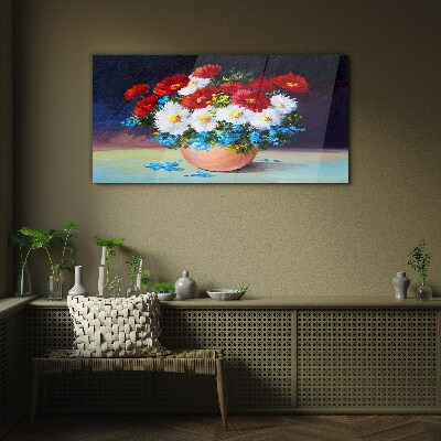 Flower bouquet in a vase Glass art print