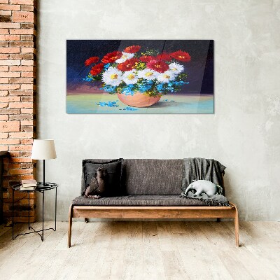Flower bouquet in a vase Glass art print