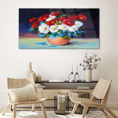 Flower bouquet in a vase Glass art print