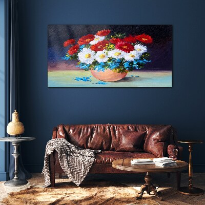 Flower bouquet in a vase Glass art print