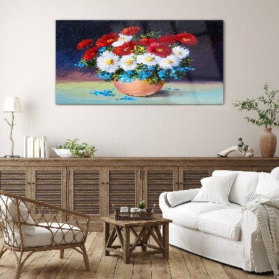Flower bouquet in a vase Glass art print
