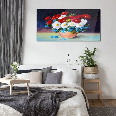 Flower bouquet in a vase Glass art print