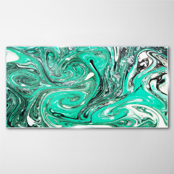 Turquoise swirls of abstraction Glass art print