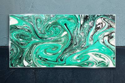 Turquoise swirls of abstraction Glass art print