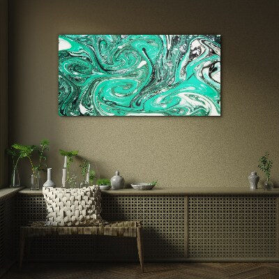 Turquoise swirls of abstraction Glass art print
