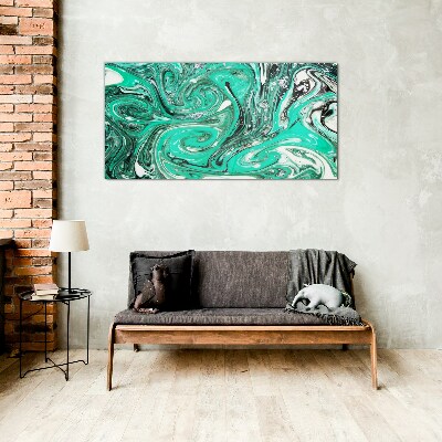 Turquoise swirls of abstraction Glass art print