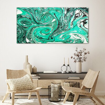 Turquoise swirls of abstraction Glass art print