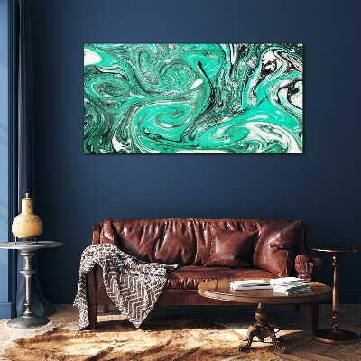 Turquoise swirls of abstraction Glass art print