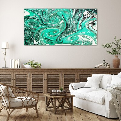 Turquoise swirls of abstraction Glass art print
