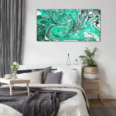 Turquoise swirls of abstraction Glass art print