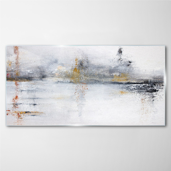 Abstract landscape in shades of gray Wall art on glass