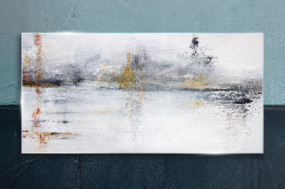 Abstract landscape in shades of gray Wall art on glass