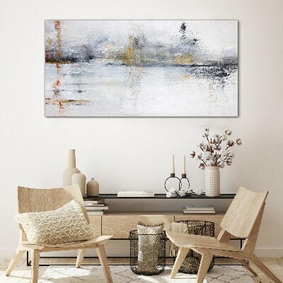 Abstract landscape in shades of gray Wall art on glass