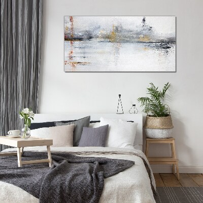 Abstract landscape in shades of gray Wall art on glass