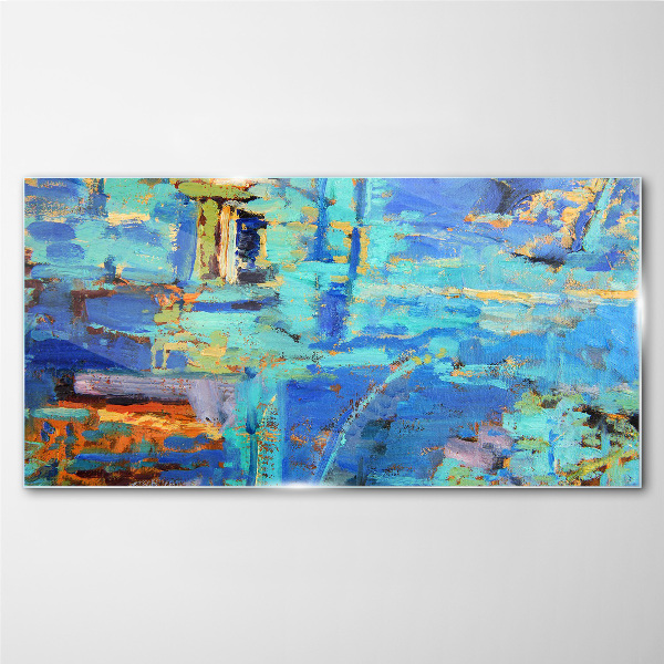 Abstract composition in blue tones Glass art print