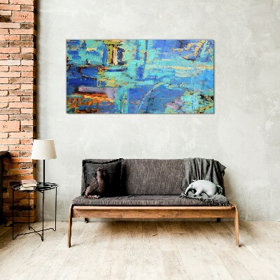 Abstract composition in blue tones Glass art print