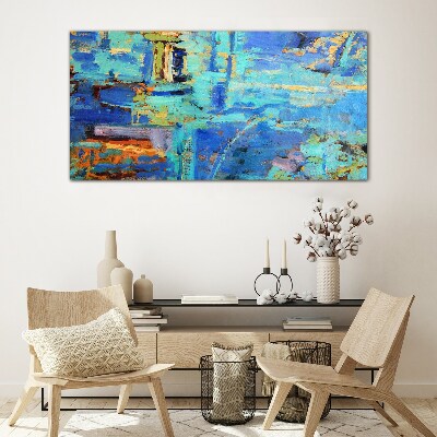 Abstract composition in blue tones Glass art print