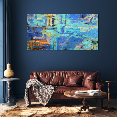 Abstract composition in blue tones Glass art print