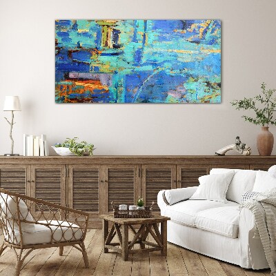 Abstract composition in blue tones Glass art print