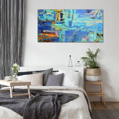 Abstract composition in blue tones Glass art print