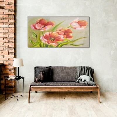 Flowers plants leaves Glass Wall Art