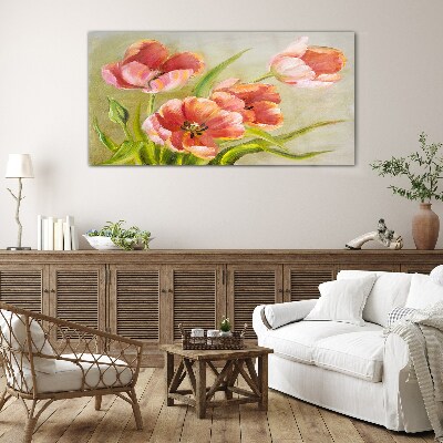 Flowers plants leaves Glass Wall Art