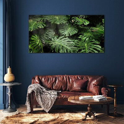 Tropical Monstera Leaves Wall art on glass