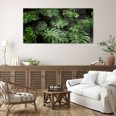 Tropical Monstera Leaves Wall art on glass