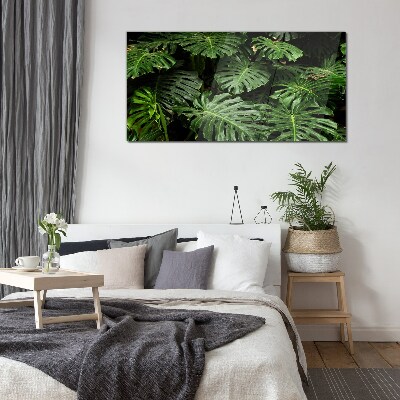 Tropical Monstera Leaves Wall art on glass