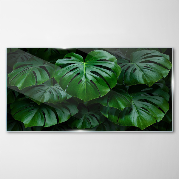 Modern plant leaves Glass Print