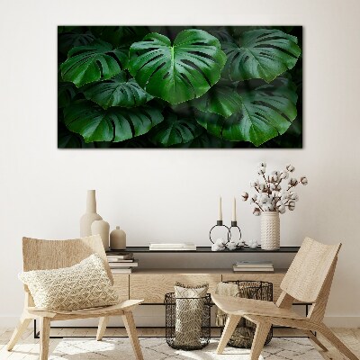 Modern plant leaves Glass Print