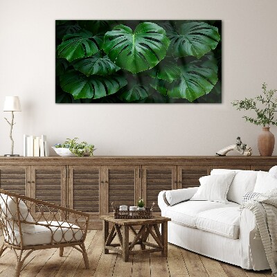 Modern plant leaves Glass Print