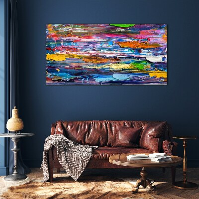 Colorful abstract landscape Wall art on glass