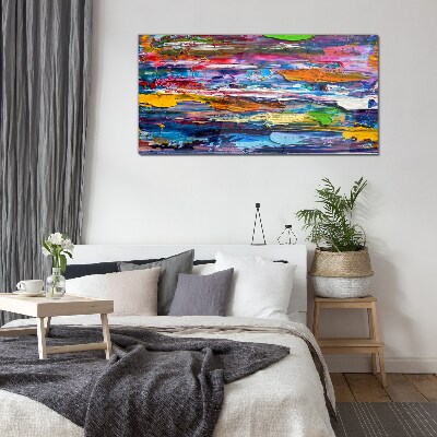 Colorful abstract landscape Wall art on glass