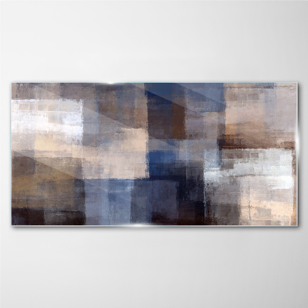 Abstract mosaic in shades of blue Wall art on glass