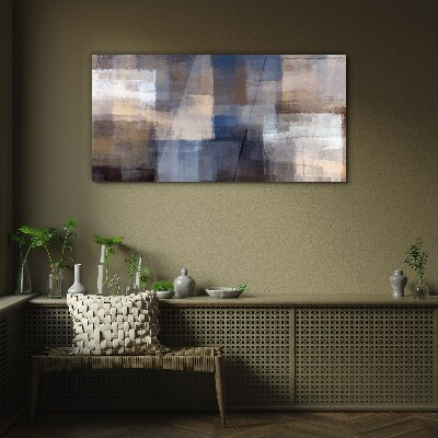 Abstract mosaic in shades of blue Wall art on glass