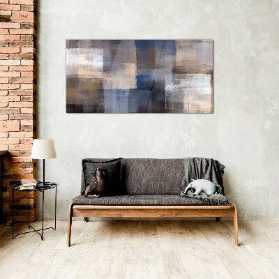 Abstract mosaic in shades of blue Wall art on glass