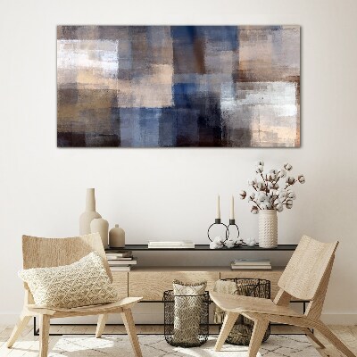 Abstract mosaic in shades of blue Wall art on glass