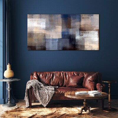 Abstract mosaic in shades of blue Wall art on glass