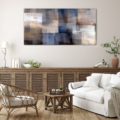Abstract mosaic in shades of blue Wall art on glass